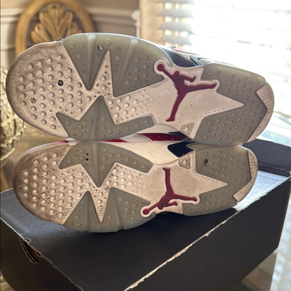 Jordan 6 Red and White Kids Sneakers - Picture 8 of 10